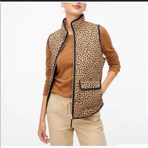 J. Crew animal print quilted vest.